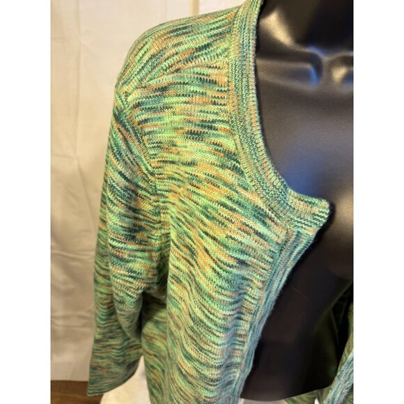 Green Knit Cardigan Sweater Womens 1X Open Style Grandma Vibes Cozy Woman Within - Picture 2 of 4
